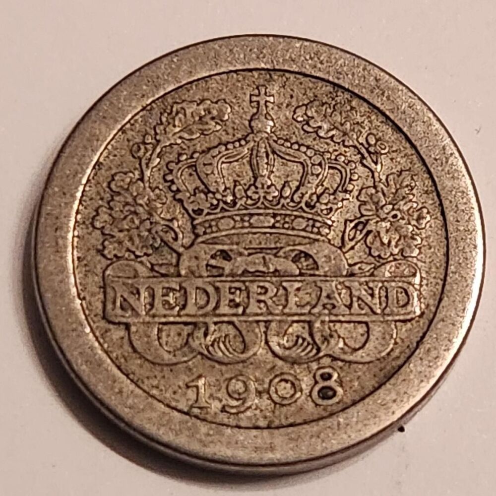 1908 Netherlands 5 Cents coin #numismatics